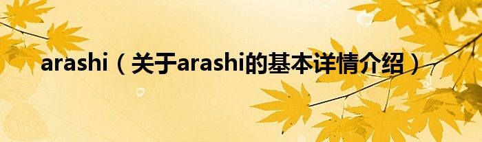 arashi（关于arashi的基本详情介绍）