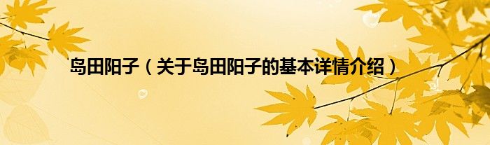 岛田阳子（关于岛田阳子的基本详情介绍）