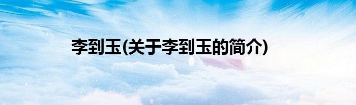 李到玉(关于李到玉的简介)