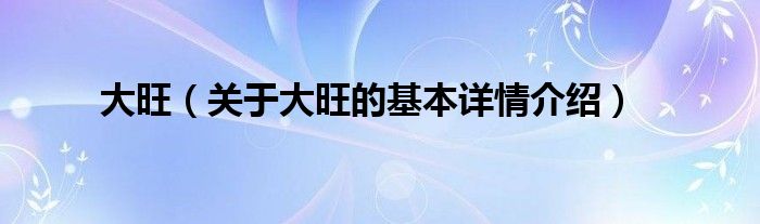 大旺（关于大旺的基本详情介绍）