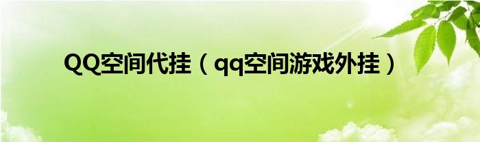 QQ空间代挂（qq空间游戏外挂）
