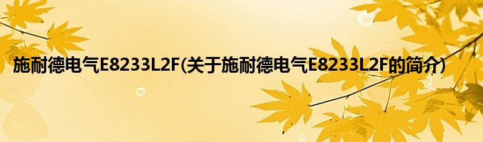 施耐德电气E8233L2F(关于施耐德电气E8233L2F的简介)